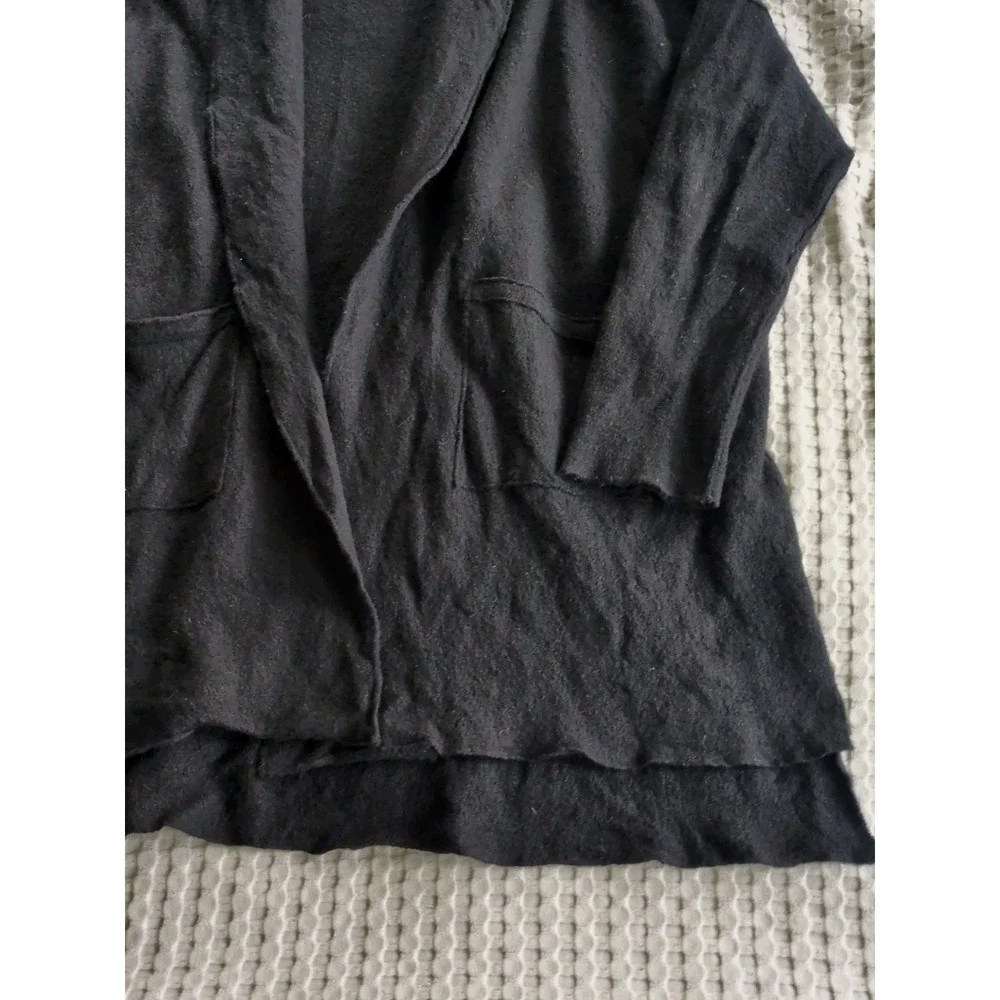 Eileen Fisher Boiled Wool‎ Jacket Cardigan Open Front Size XL Black